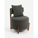 Ver imagem 1 de Poltrona Organica Decorativa Redonda com Almofada Pés Thor Madeira Maciça Premium Boucle Grafite:Bou