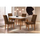 Ver imagem 1 de Conjunto: Mesa de Cozinha Londrina C/ Tampo Madeirado C/ Vidro Canto Curvo 120x80cm e 4 Cadeiras