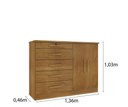 Ver imagem 3 de Cômoda para Quarto 2 Portas 5 Gavetas - Istambul-cinamomo - Tcil Móveis