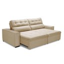 Ver imagem 4 de Sofa Retratil Reclinavel 2 Lugares 2,60 Vitória Veludo Bege Lansofbr