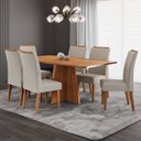 Ver imagem 1 de Conjunto Sala de Jantar 160x77,5cm Tampo sem Vidro e 6 Cadeiras Tannat Yescasa Bege/Mel