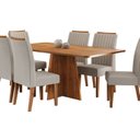 Ver imagem 2 de Conjunto Sala de Jantar 160x77,5cm Tampo sem Vidro e 6 Cadeiras Tannat Yescasa Bege/Mel