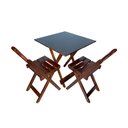 Ver imagem 1 de Conjunto de Mesa Dobrável 70x70 com 2 Cadeiras de Madeira Maciça Imbuia