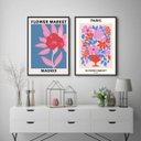 Ver imagem 1 de Kit 2 Quadros Flower Market - Madrid e Paris 45x34cm:madeira Branca