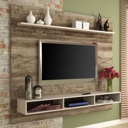 Painel para TV até 60 Polegadas Porto Alegre Rústico/Off White - Manto Móveis - 1