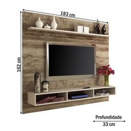 Painel para TV até 60 Polegadas Porto Alegre Rústico/Off White - Manto Móveis - 3