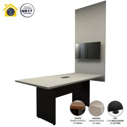 Conjunto Escritório Mesa de Reunião 1,80m Painel Tv Csp F5  - 4