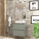 Ver imagem 1 de Gabinete para Banheiro com Cuba e Espelheira com Led 60cm Mdf Verde Dubai - On Móveis