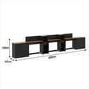 Ver imagem 3 de Conjunto de Escritório Noruega 2 Livreiro 2 Buffet e 3 Mesas 90cm - Via Nossa - Preto e Cedro