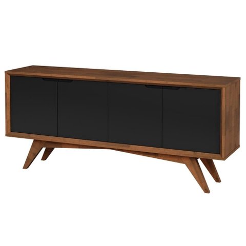 Buffet Querubim Estrutura Pinhão 4 Portas Preta 172cm - 62713