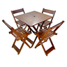 Conjunto Jogo de Mesa 70x70 C/ Furo P/ Ombrelone com 4 Cadeiras Dobráveis - Dg Móveis - 1