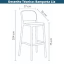 Ver imagem 6 de Kit 2 Banquetas Lia Amis Rivatti em Polipropileno Preto Assento e Encosto Simulando Rattan Bege