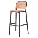Ver imagem 2 de Kit 2 Banquetas Lia Amis Rivatti em Polipropileno Preto Assento e Encosto Simulando Rattan Bege