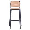Ver imagem 3 de Kit 2 Banquetas Lia Amis Rivatti em Polipropileno Preto Assento e Encosto Simulando Rattan Bege