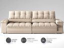 Ver imagem 4 de Sofá com Porta Copos e Carregador Usb Ret Rec Luke 2,50m Linho Soft Bege - Netsofas