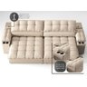 Sofá com Porta Copos e Carregador Usb Ret Rec Luke 2,50m Linho Soft Bege - Netsofas - 6