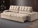 Ver imagem 1 de Sofá com Porta Copos e Carregador Usb Ret Rec Luke 2,50m Linho Soft Bege - Netsofas