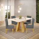 Ver imagem 1 de Conjunto de Mesa Kiara 120cm Cedro Off White e 04 Cadeiras Yasmin Cedro Linho Granito DJ Móveis