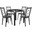 Ver imagem 1 de Conjunto Mesa de Jantar Tubular com 4 Cadeiras Malva Tampo Vidro 75cm 143 SF Preto/Mosaico Silver -