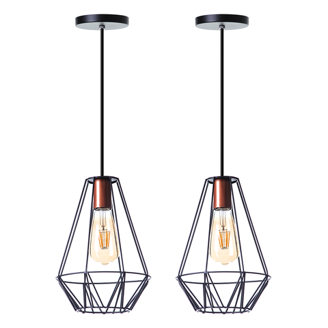 Kit 2 Pendentes Aramado Cristal 29 Cm Decorações Cor: Preto