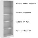 Ver imagem 3 de Armário Estante Alto para Escritório Home Office ME4104 MDP Branco - Gran Belo