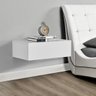 Mesa de Cabeceira Suspensa de Parede Flutuante Gaveta Caixa de Armazenamento 1 Gaveta Branco Fosco - 1