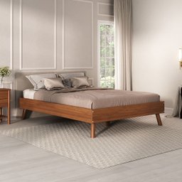 Cama Casal de Madeira Escandinava Futon Pés Inclinados Castanho Karri - 2