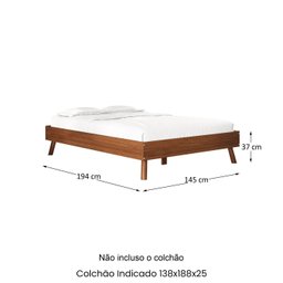 Cama Casal de Madeira Escandinava Futon Pés Inclinados Castanho Karri - 3