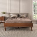 Ver imagem 1 de Cama Casal de Madeira Escandinava Futon Pés Inclinados Castanho Karri Idimex