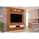 Ver imagem 1 de Rack Bancada C/ Painel P/ Tv Trento 230x240cm Freijo/off White - Dj Móveis