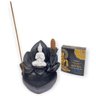 Incensário Cascata Flor Grande Buda Mini Branco E Preto - 2