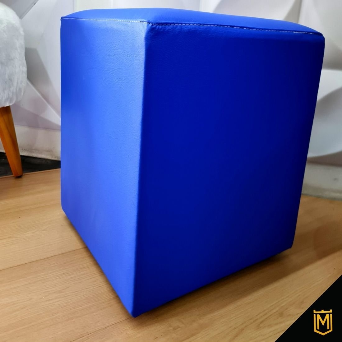 Puff Banqueta Quadrado Cubo em Corino Corano®:azul - 4