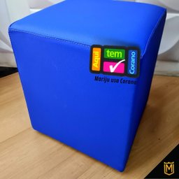 Puff Banqueta Quadrado Cubo em Corino Corano®:azul - 3