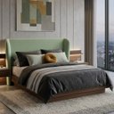 Ver imagem 4 de Cabeceira Cama Box Queen Estofada Ravena 160cm Boucle Verde com Sapatas Plásticas Linha Premium