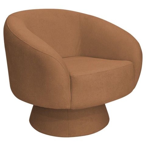 Poltrona Liz Giratória Bouclé Terracota Espuma D26 Hr Madeira Nexta Casa