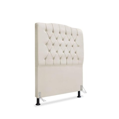 Cabeceira de Cama Box Solteiro 90 Cm Dunas - Veludo Bege Claro.