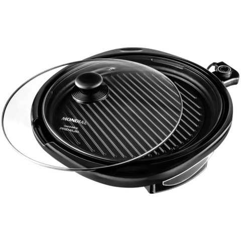 Grill Mondial Cook e Grill 40 Multifuncional Redondo Antiaderente 1270w Preto 220v - G-03