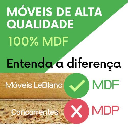 Mesa de canto lateral Preta quadrada Gênova 100% MDF - Móveis LeBlanc - 4