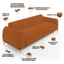 Ver imagem 4 de Sofá 03 Lugares Para Sala de Estar Kiev 210 cm D02 Veludo Telha C-262 - Lyam Decor