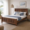 Ver imagem 1 de Cama Casal Queen Aton S05 Tramado Madeira Maciça Ipê Lyam Decor 158cm