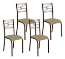 Ver imagem 1 de Kit 4 Cadeiras Paraty Corino Creme Tubo Marrom Cafe