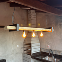 Ver imagem 3 de Lustre Rustico Estilo Industrial de Madeira Natural