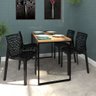 Mesa de Jantar Industrial 4 Lugares 120x60 Econômica L/p + 4 Cadeiras Gruvyer Preto Fosco Design Mod - 2