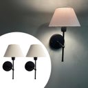 Ver imagem 5 de Kit 2 Luminárias de Parede Arandela Clássica Alumínio Interruptor com Cúpula Tecido Algodão Ref 16
