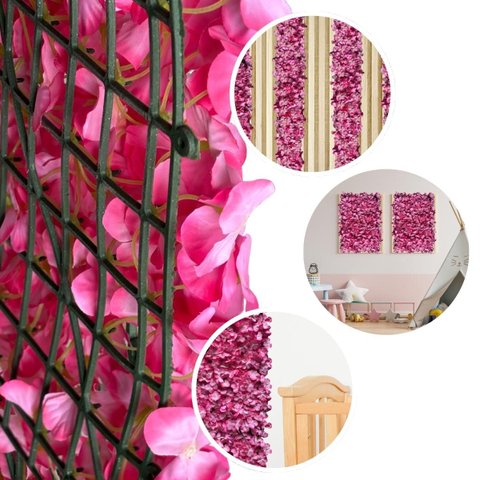 7 Painéis Jardim Vertical Decorativo com Placa de Flores Artificiais 60x40 para Festas