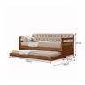 Sofá Cama Solteiro Verona Castanho Estofado Capitonê Veludo Bege com Cama Auxiliar - 3