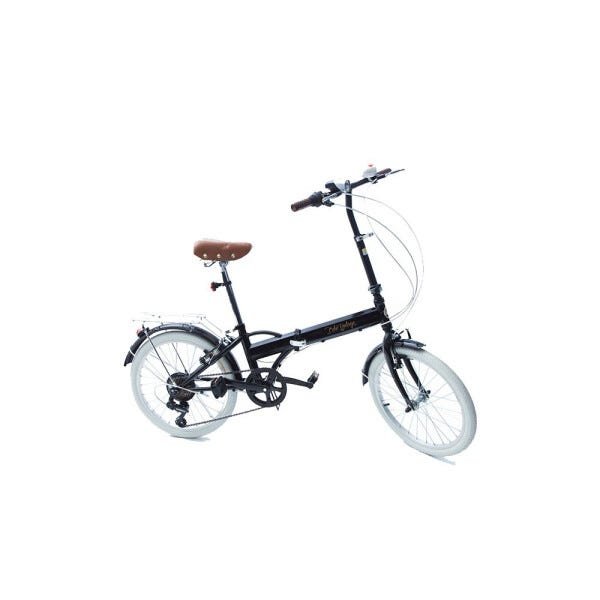 Bicicleta Dobrável Fenix Black com Farol e Campainha Kit Marcha Shimano 6 Velocidades Echo Vintage