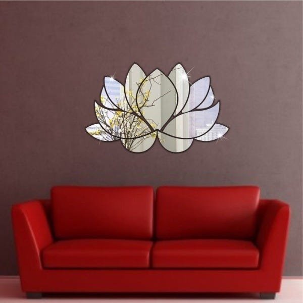 Espelho Decorativo Flor de Lotus Quarto Sala 63 x 40 cm - 2