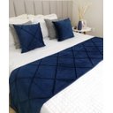 Ver imagem 1 de Peseira Decorativa Drapeada Veludo com Forro Azul Marinho