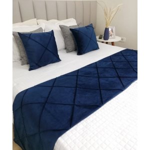 Peseira Decorativa Drapeada Veludo com Forro Azul Marinho